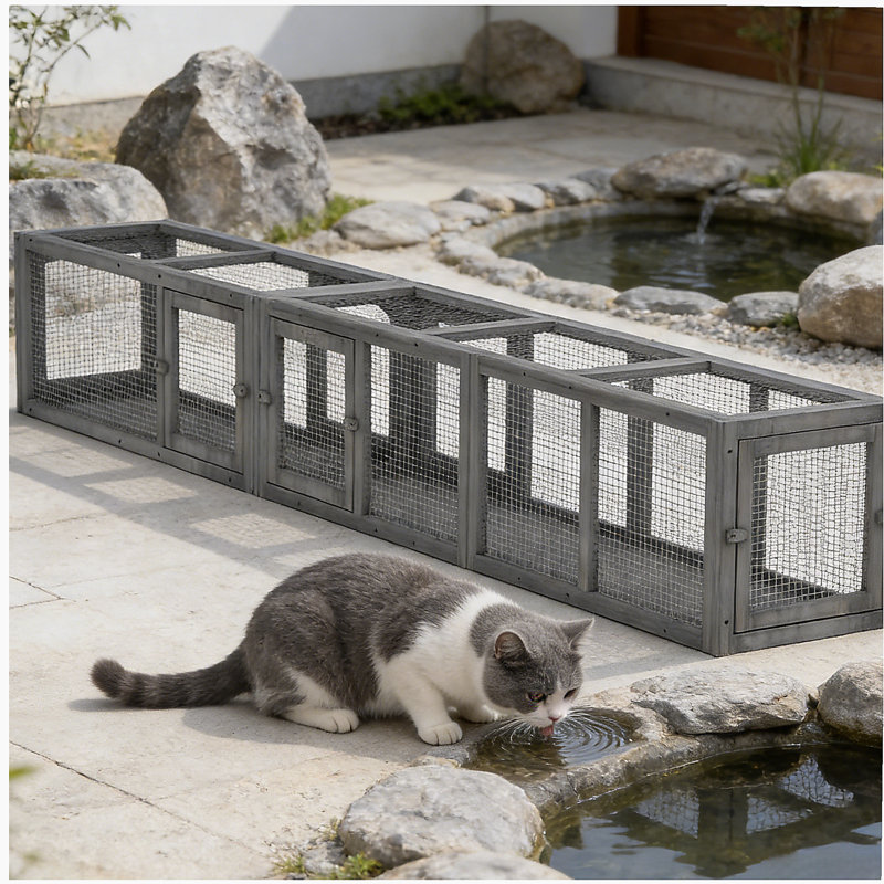 Outdoor Cat Play Tunnel,Cat Cage,Small Animal Cage, Dark Gray