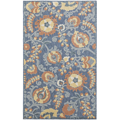 Gregori Blue Rose Farmhouse Rug