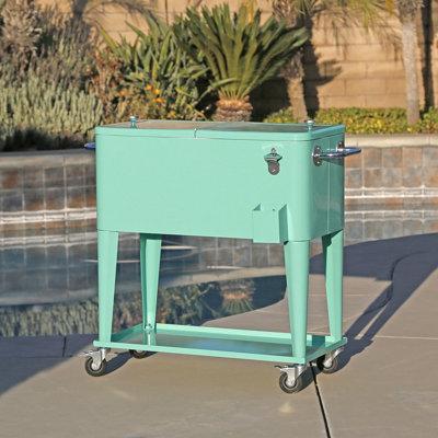 Patio Coolers Home Aesthetics 80 Quarts Ice Chest with wheels in Green