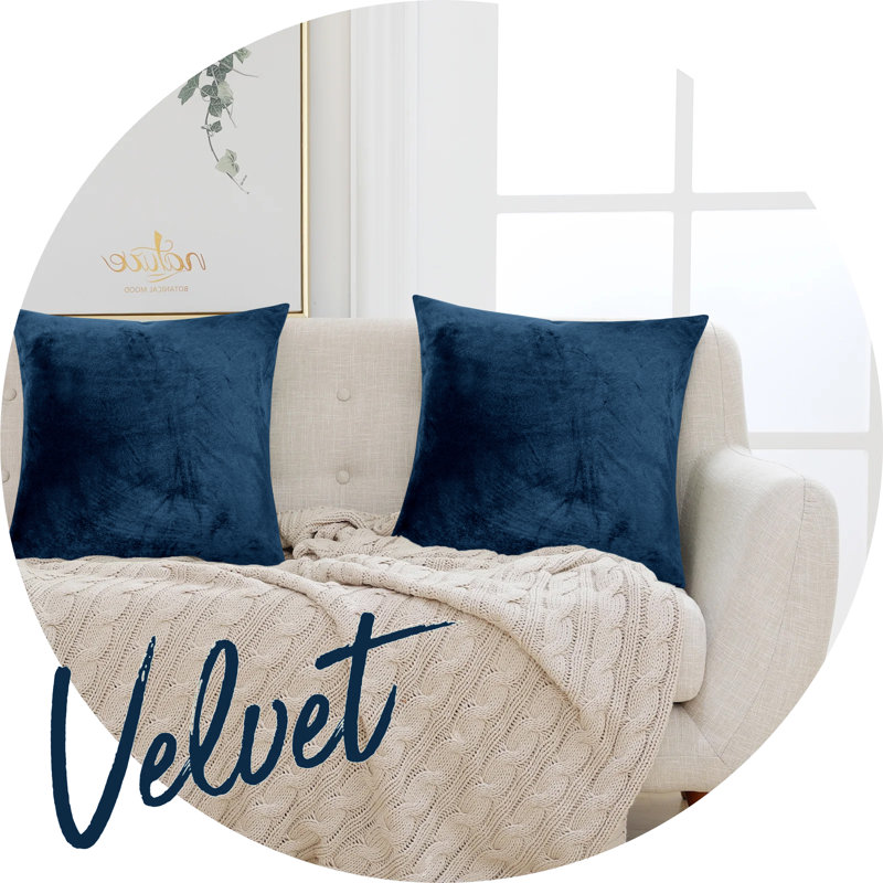 Perfas Square Scatter Crushed Velvet Cushion Cover, Navy