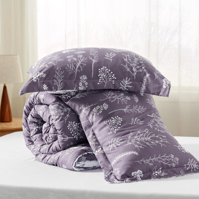 Ensemble d'édredon pour grand lit - édredon, ensembles d'édredon à motif floral mignon, 3 pièces, 1 édredon réversible doux à fleurs botaniques et 2 taies décoratives