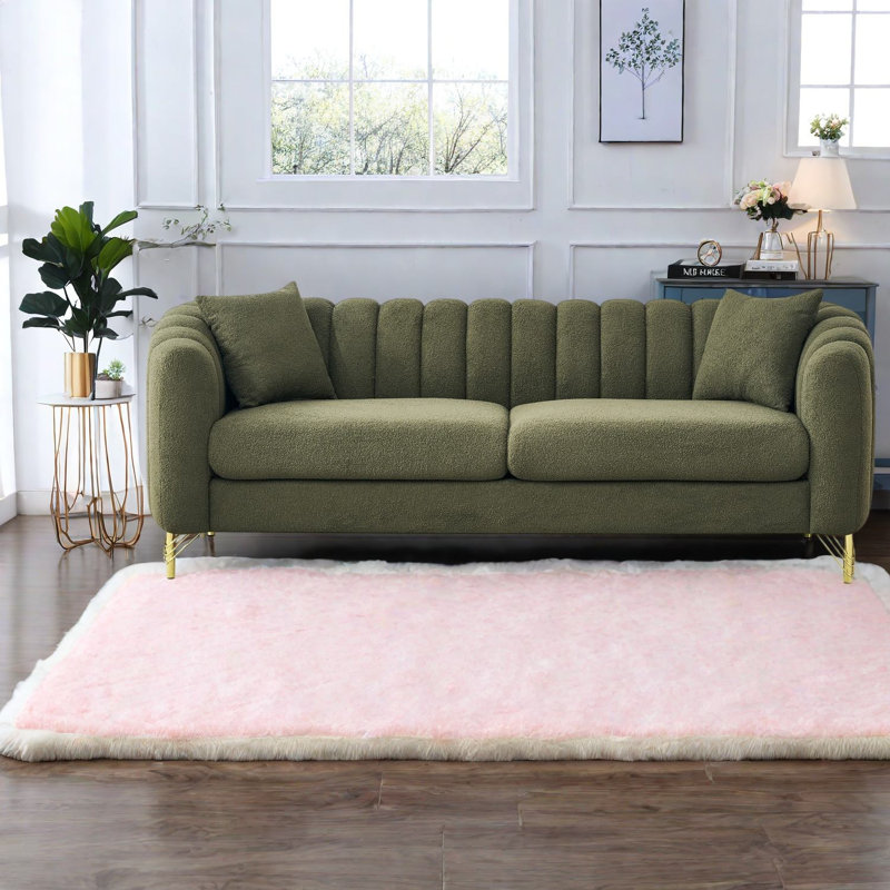 Grands canapés en peluche, 6 sièges verts avec pieds en métal, Modern Living Home