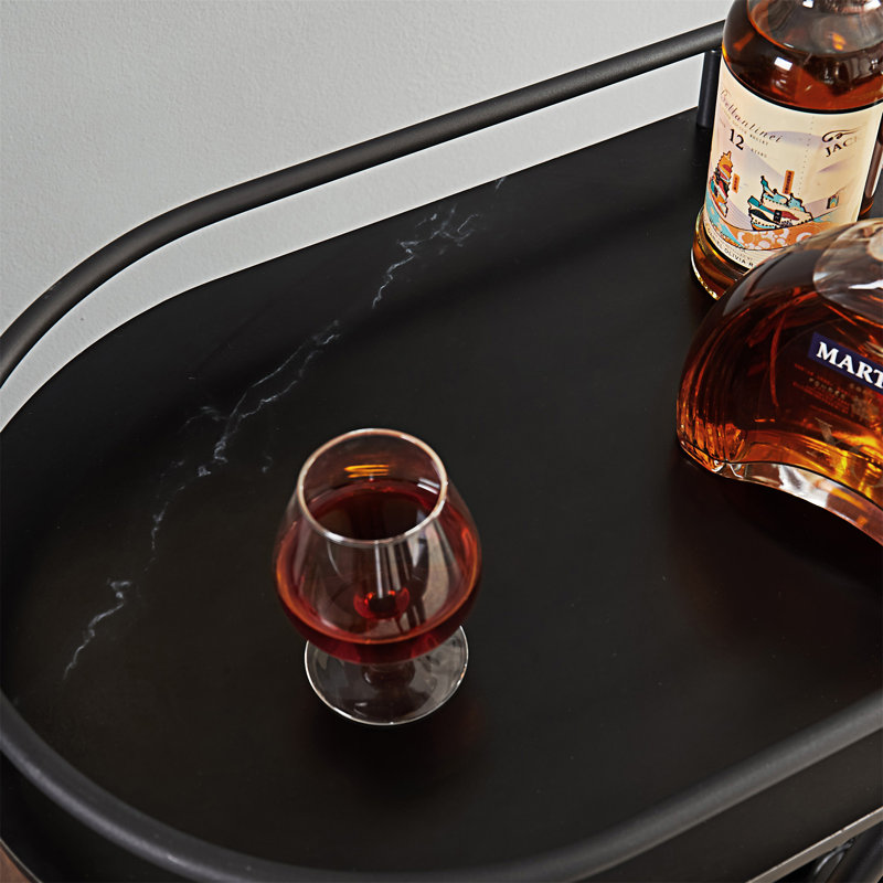 Chariot-bar noir à 2 niveaux (sans tabouret inclus)