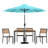 Agit Indoor/Outdoor Square Steel Framed Table with 4 Stackable Faux Teak Chairs-69347600-69347602