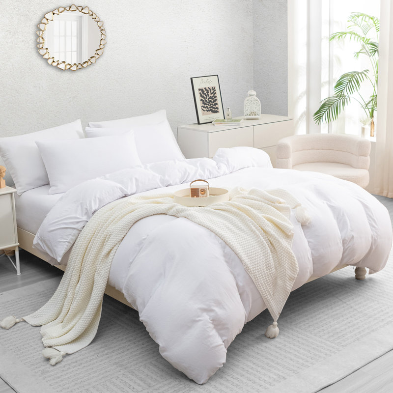 Microfiber Solid Colour Duvet Cover Set, Single (135cm x 200cm), White
