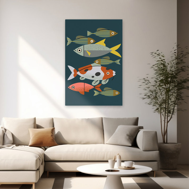 Pond Fishes - Animals Wildlife Fish Patterns Art, 60" H x 40" W