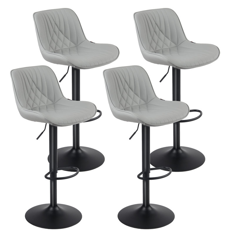 Mahirah Swivel Upholstered Adjustable Height Counter Stool with Metal Frame, Gray