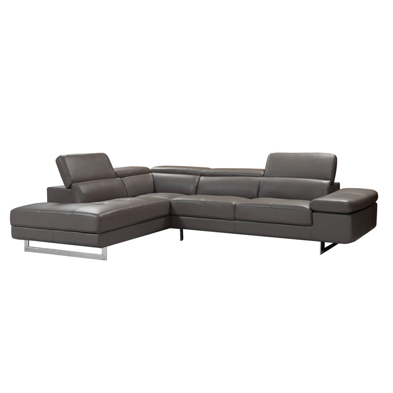 Keyesport Upholstered L-Shaped Sectional, Dark Grey, Left Hand Facing