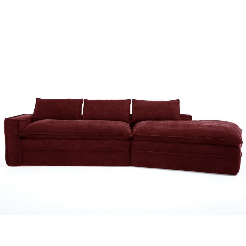 Canapé modulaire rembourré, Tissu rouge