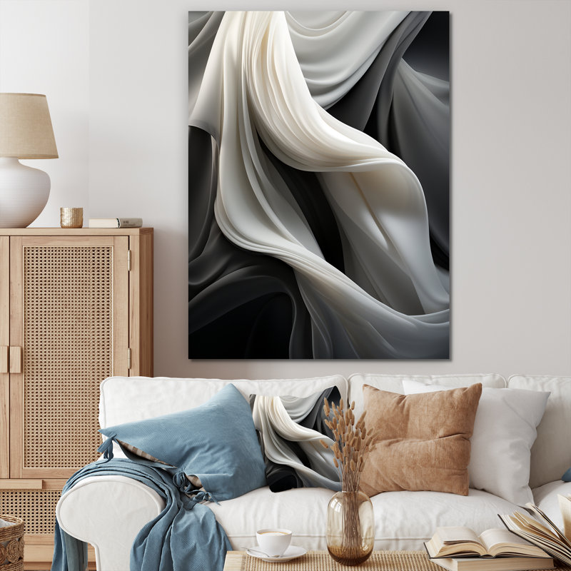 Gris, apaisant, ombres III, art mural abstrait, Toile tendue, H 40 po x l 30 po x P 1,5 po
