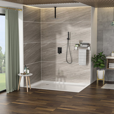 Pomme de douche carrée double au plafond 16 pouces avec finition bronze huilé, pluie réglable, protection contre les brûlures et composants tout en un bronze, motif de pluie, valve, buse pour tracas