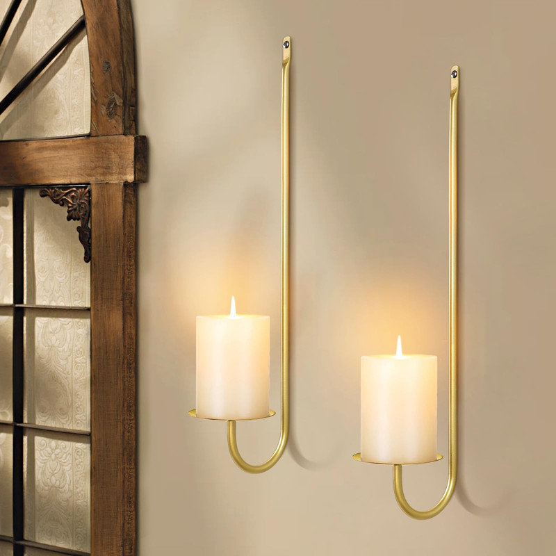 Candle Sconces Set of 2, Gold