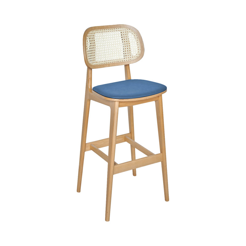 Tabouret 30 "Emma Cane, Brun clair, Bleu ciel