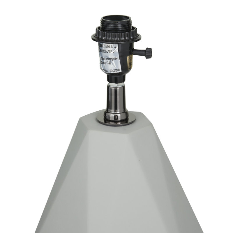 Vazquez Cement Stone Geometric Gray Table Lamp with Drum Shade