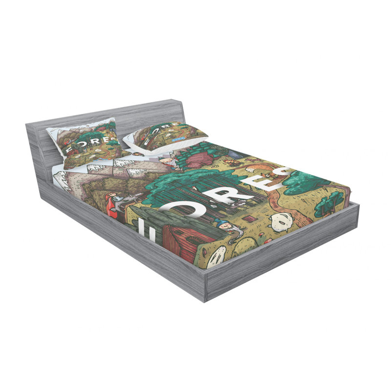 Ensemble de draps Mountain Range Valley, Ensemble de draps pour lit double avec un drap-hou