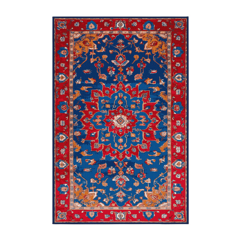 Machine Washable Tabriz Blue Area Rug, Rectangulaire 2 pi x 3 pi