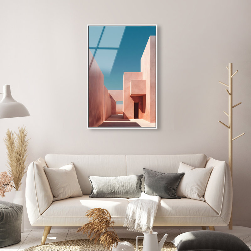 Structured Pink II Print by Oliver Gal, 55"H x 37"W, White Floater Frame