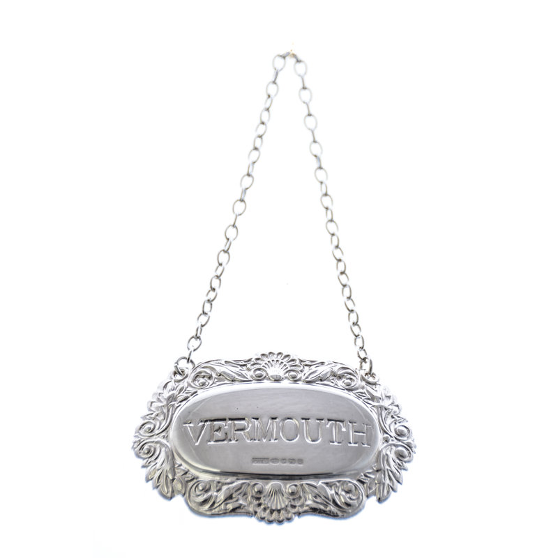Decanter Label - Vermouth Fancy Shell and Scroll, Sterling