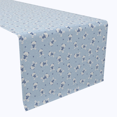 Table Runner, 100% Cotton, 16X108", Blue Teddy Bears