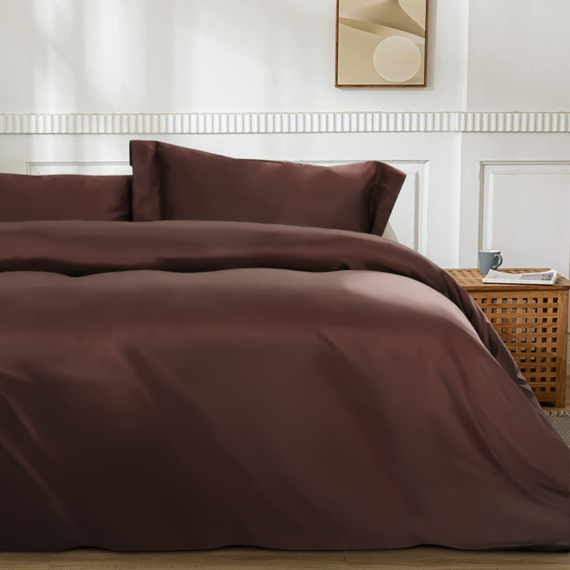 3 Pieces Duvet Cover Set, Satin Comforter Cover Set with Hidden Zipper Design - NTBAY, Queen Duvet Cover + 2 Shams