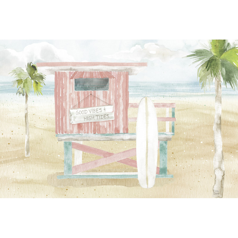Support de sauveteur, planche de surf, plage rose, vert, plage plus, souci moins, H 24 po x l 36 po x P 1,5 po