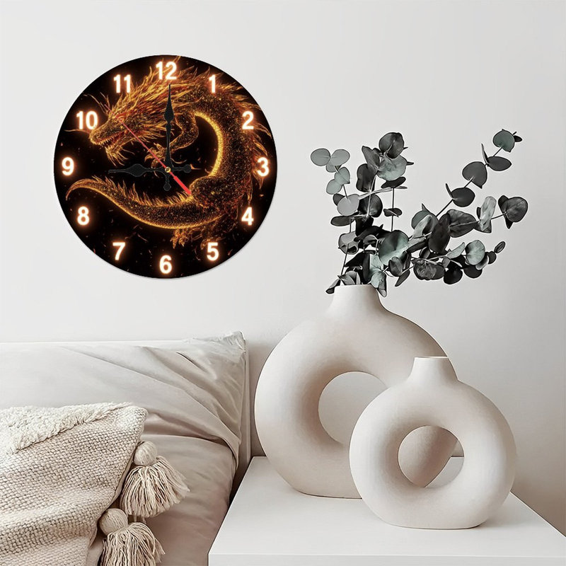 Horloge à chiffres lumineux avec dragon