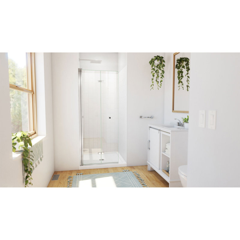 Aqua-Q Fold 32 W X 32 D X 76.75 H Frameless Square Shower Kit, Chrome
