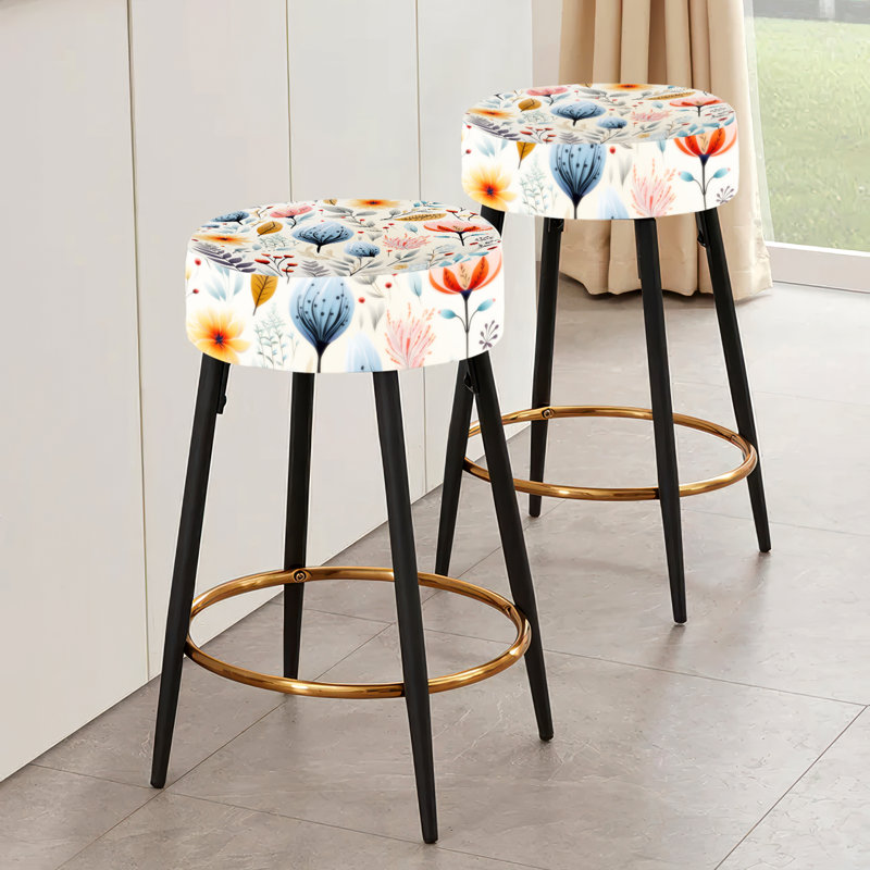 Ensemble de 2 tabourets de bar Soft Pastels Flower Accents