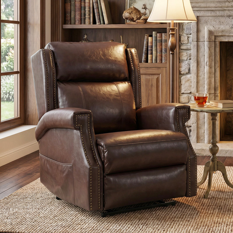Faux Leather Recliner Chair with Massage and Heat, Heavy Duty Motion Mechanism, 8 vibrating nodes and 3 massage modes, Brown