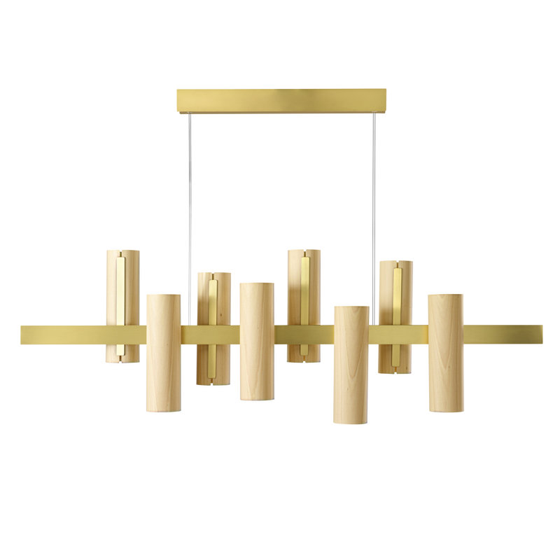 Black Note 8 - Light LED Pendant, Natural Beech, Matte Black, 2700K Bulb Temperature