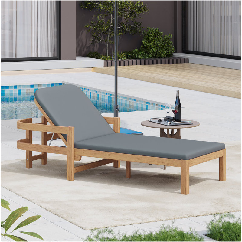 Chaise longue d'extérieur en acacia