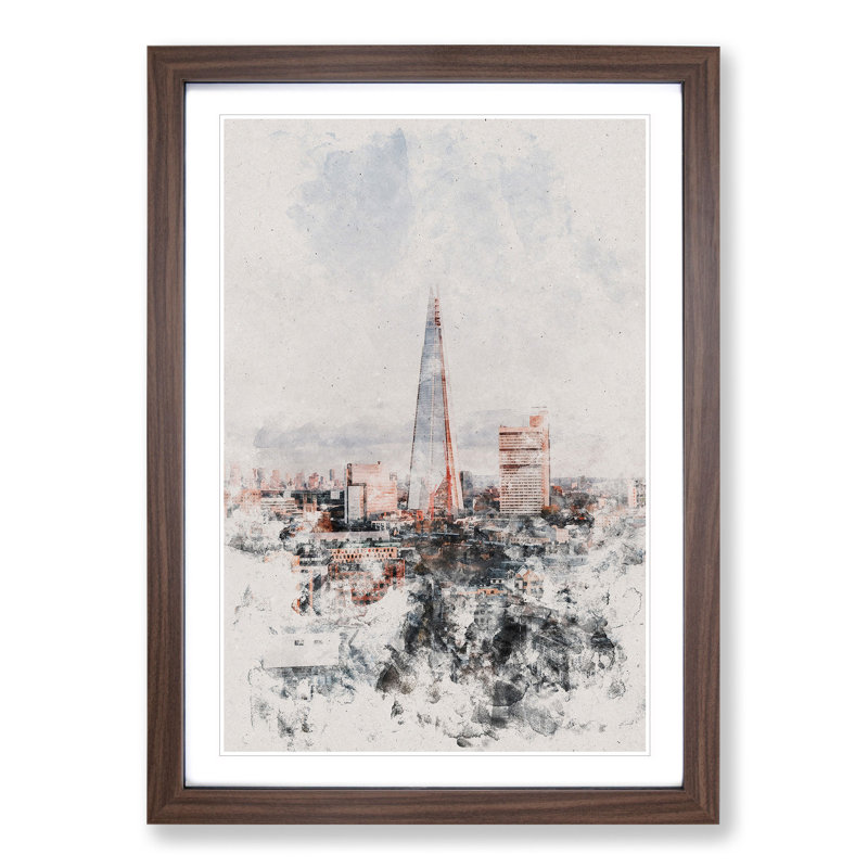 The Shard in London Vol.5 - Picture Frame Graphic Art, 48cm H x 36cm W x 2cm D, Walnut Framed