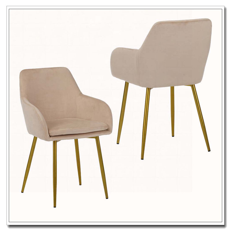 Chaise de salle à manger en velours avec dossier et siège large