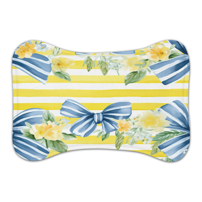 Tapis d'alimentation bleu et jaune à rayures - 1 pièce, Petit (14 po)