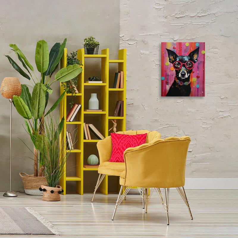 «Dobermann Dog with Glasses», art mural par LSR Design Studio, H 20 po x l 16 po