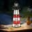 Tiffany-Style Lighthouse Accent Lamp - Red And White Stained Glass Table Light With 15W Bulb