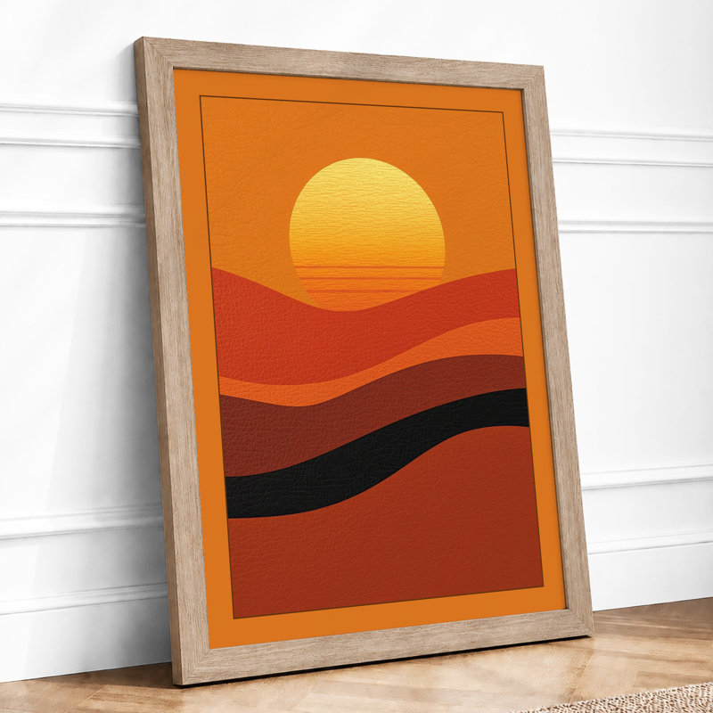 Sun Over Layered Hills Modern - Print, A2 - 59.4 x 42.0 cm, Oak