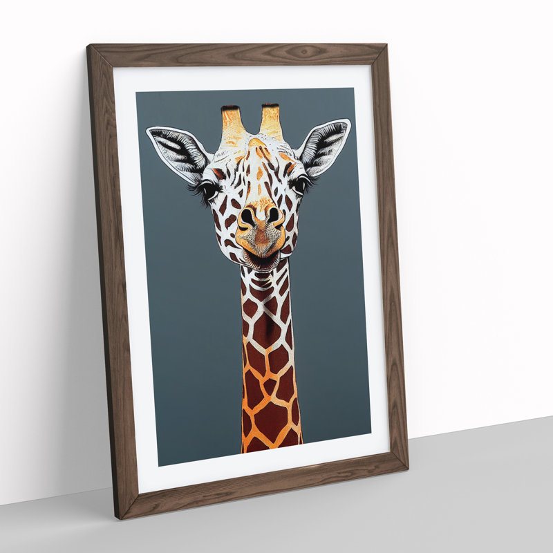 Marvellous Giraffe - Framed Print, 64cm H x 46cm W x 2cm D, Walnut