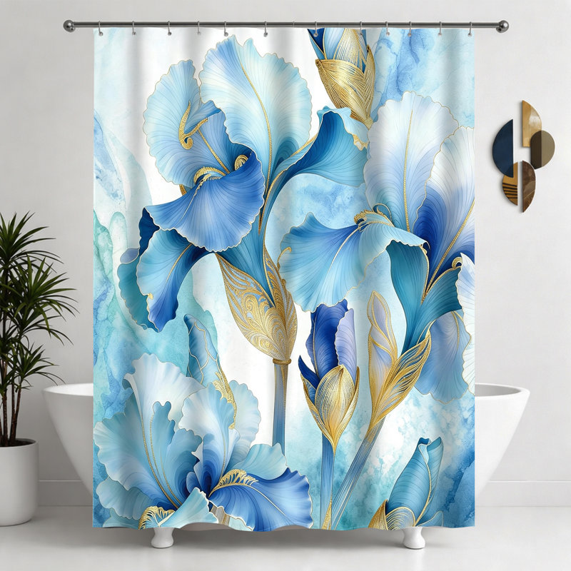 Rideaux de douche avec crochets inclus, Blue Floral