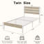 Ensemble de mobilier de chambre à coucher 3 pièces - Structure de lit plateforme en métal avec tête et pied de lit, ensemble de 2 tables de chevet en rotin avec 2 tiroirs, ensemble de lit de ferme moderne avec tables de bout-133065417