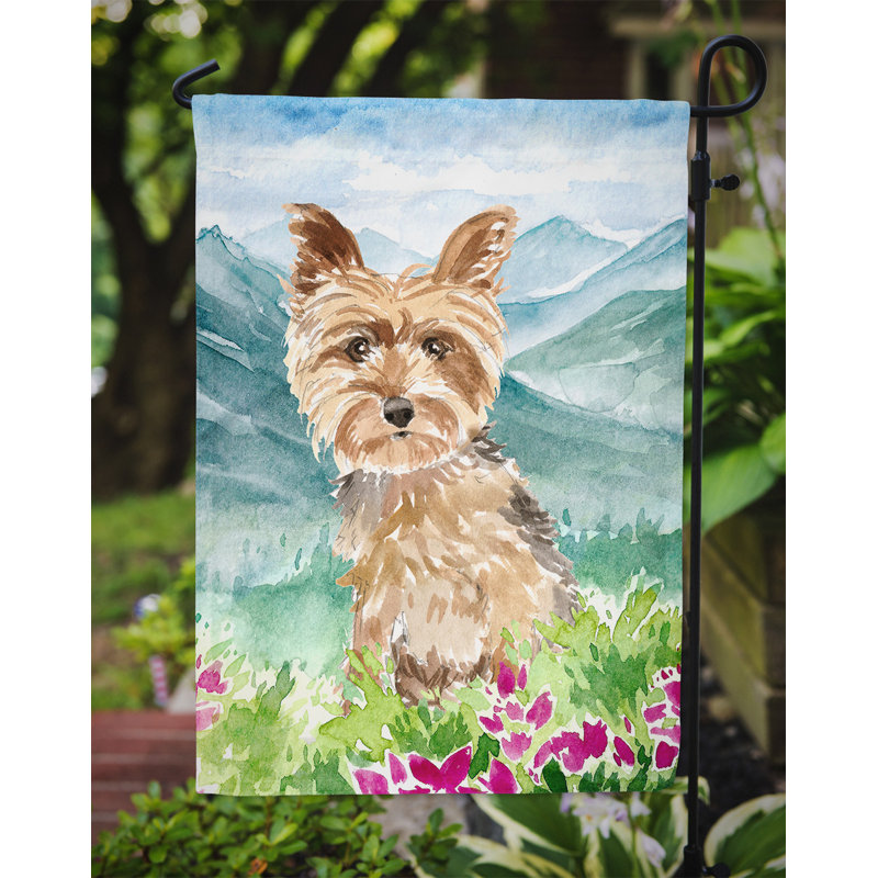 Double Sided 15'' H x 11.5'' W Polyester Animal Garden Flag, Yorkie ( White/Blue)