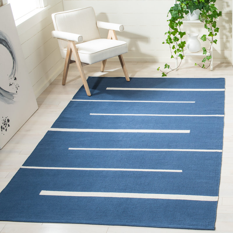 Estrelita Hand Woven Cotton Striped Rug, Rectangle 8' x 10'