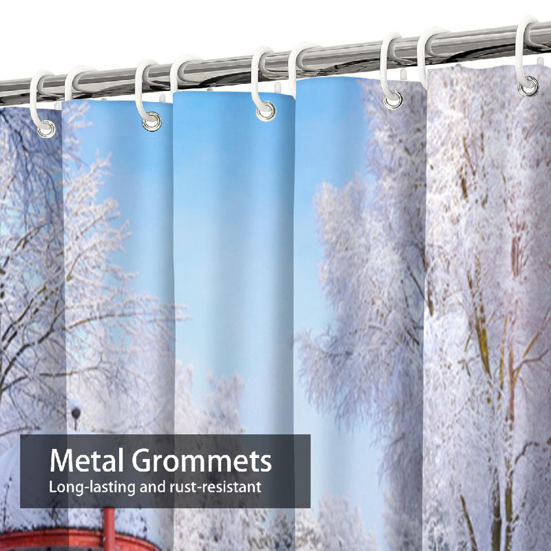 Magnifique rideau de douche avec 12 crochets Winter Park, L 72 po x l 78 po