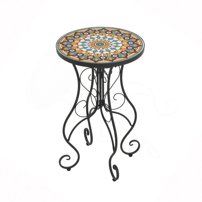 Round Ceramic Outdoor Side Tableful