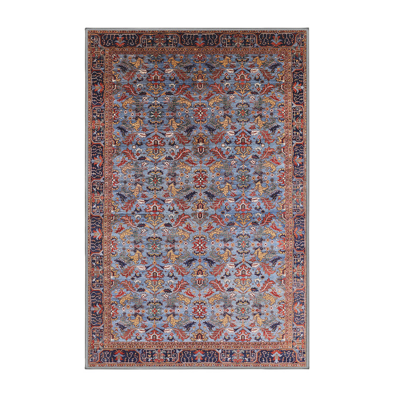 Tapis oriental rouge clair / bleu clair Riehle, Rectangle 5 pi x 7 pi