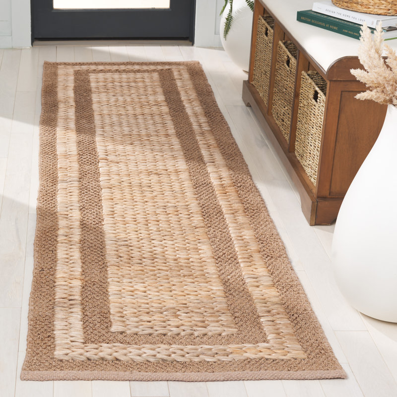 Bakersville Natural Fiber Hand Woven Jute/Cotton Solid Color Rug in Brown, Runner 2'3" x 8'