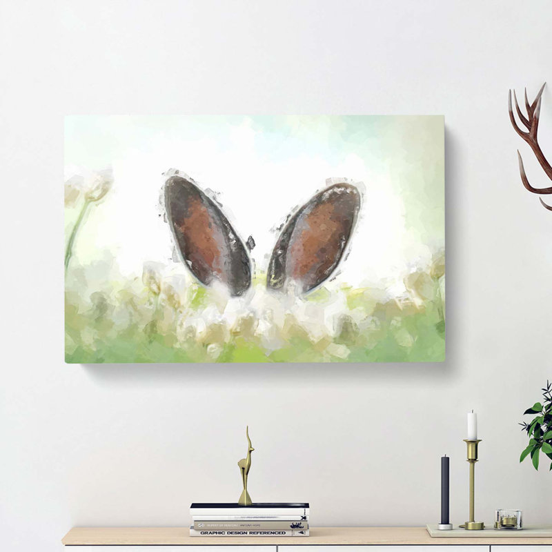 Ears Of A Hare In The Grass In Abstract - Wrapped Canvas Painting, 35cm H x 50cm W x 3cm D
