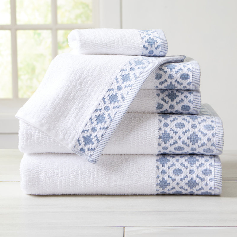 Shalyssa Turkish Cotton Midweight Mulit-Size Set, White/Denim Blue