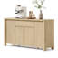 Buffet en bois naturel moderne de 63 po avec 4 portes et tablettes réglables pour la cuisine Abdullah Jarne
