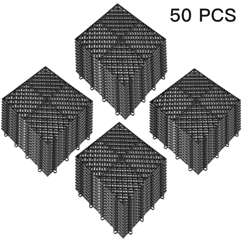 Carreaux de terrasse 12 po x 12 po pour la salle de bain, Noir